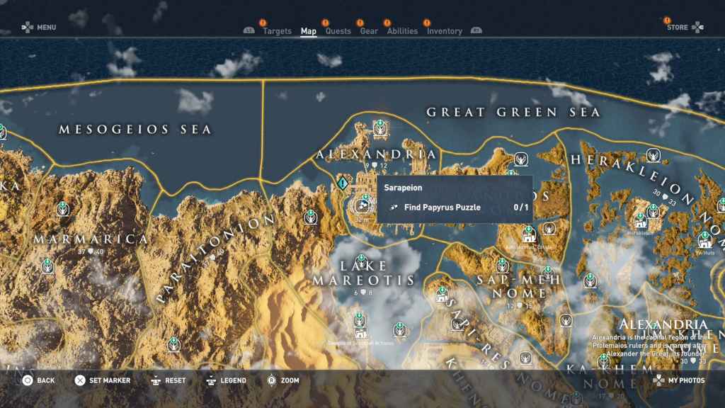 Assassin's Creed Origins Papyrus Solutions & Locations