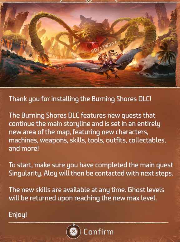 Horizon Forbidden West Burning Shores DLC pre-load is…