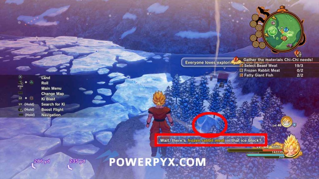 Dragon Ball Z Kakarot Where to find Frozen Rabbit Meat Location