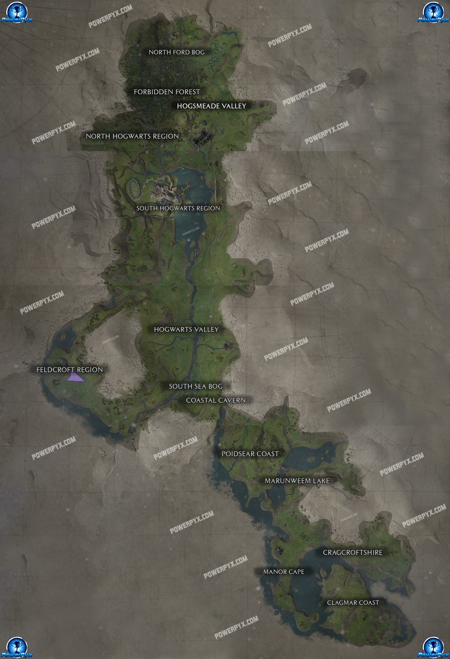 Feldcroft Region Map for Hogwarts Legacy