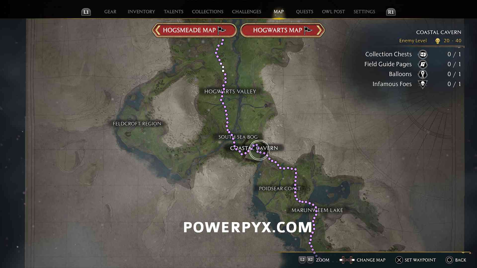 Hogwarts Legacy How to Reach Poidsear Coast (South Half of Map)